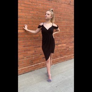 Charlotte Russe black draped mini dress